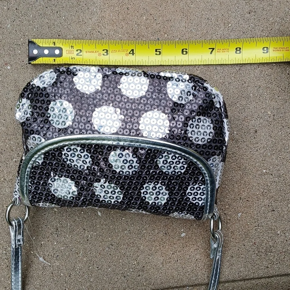 Girls Sequin Crossbody Bag - Black and Silver Polka Dot NWOT